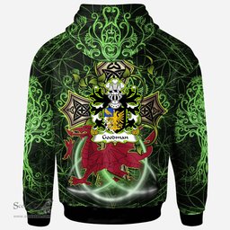 ScotsTee Shop Welsh Goodman of Ruthin Denbighshire Coat of Arms Family Crest Wales Hoodie Wales Dragon with Celtic Cross Hoodie