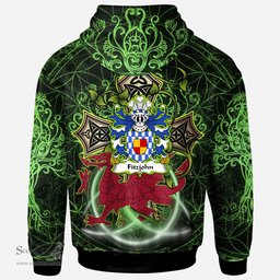 ScotsTee Shop Welsh Fitzjohn Coat of Arms Family Crest Wales Hoodie Wales Dragon with Celtic Cross Hoodie