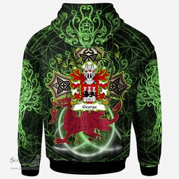 ScotsTee Shop Welsh George OWEN HARRY Pembrokeshire Coat of Arms Family Crest Wales Hoodie Wales Dragon with Celtic Cross Hoodie