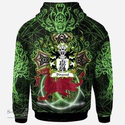 ScotsTee Shop Welsh Dinawal Descended from Tydwal Gloff Coat of Arms Family Crest Wales Hoodie Wales Dragon with Celtic Cross Hoodie