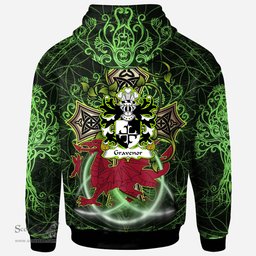 ScotsTee Shop Welsh Gravenor or Gosvenor Coat of Arms Family Crest Wales Hoodie Wales Dragon with Celtic Cross Hoodie