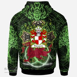 ScotsTee Shop Welsh Fitzwarin Lords of Whittington Coat of Arms Family Crest Wales Hoodie Wales Dragon with Celtic Cross Hoodie