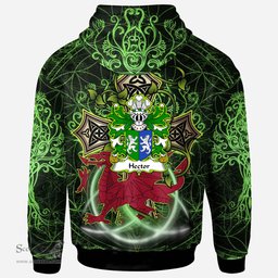 ScotsTee Shop Welsh Hector GADARN The Strong Coat of Arms Family Crest Wales Hoodie Wales Dragon with Celtic Cross Hoodie