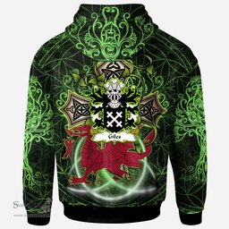 ScotsTee Shop Welsh Giles Glamorgan formerly Juel or Joel Coat of Arms Family Crest Wales Hoodie Wales Dragon with Celtic Cross Hoodie