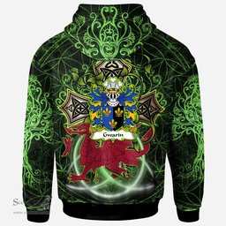 ScotsTee Shop Welsh Gwarin DDU Monmouthshire Coat of Arms Family Crest Wales Hoodie Wales Dragon with Celtic Cross Hoodie