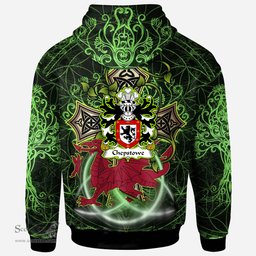 ScotsTee Shop Welsh Chepstowe Monmouthshire Coat of Arms Family Crest Wales Hoodie Wales Dragon with Celtic Cross Hoodie