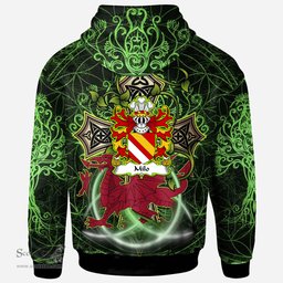 ScotsTee Shop Welsh Milo FITZWALTER Earl of Hereford Coat of Arms Family Crest Wales Hoodie Wales Dragon with Celtic Cross Hoodie