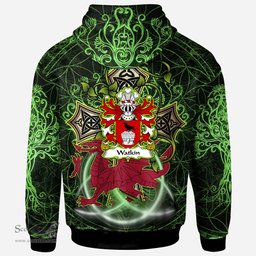 ScotsTee Shop Welsh Watkin AP JOHN HIR of Breconshire Coat of Arms Family Crest Wales Hoodie Wales Dragon with Celtic Cross Hoodie