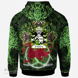 ScotsTee Shop Welsh Prichard Parson of Denbighshire Coat of Arms Family Crest Wales Hoodie Wales Dragon with Celtic Cross Hoodie