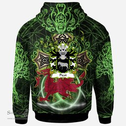 ScotsTee Shop Welsh Picot or Pigot lord of Klynn Pembrokeshire Coat of Arms Family Crest Wales Hoodie Wales Dragon with Celtic Cross Hoodie