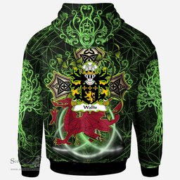 ScotsTee Shop Welsh Wallis or Welsh of Llan wern Monmouthshire Coat of Arms Family Crest Wales Hoodie Wales Dragon with Celtic Cross Hoodie