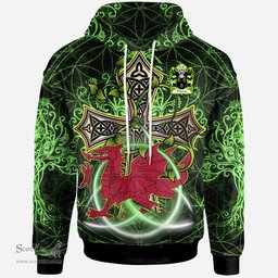 ScotsTee Shop Welsh Thomas of Monmouthshire Coat of Arms Family Crest Wales Hoodie Wales Dragon with Celtic Cross Hoodie