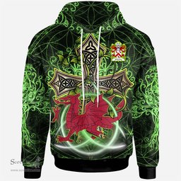 ScotsTee Shop Welsh Stanney of Oswestry Shropshire Coat of Arms Family Crest Wales Hoodie Wales Dragon with Celtic Cross Hoodie