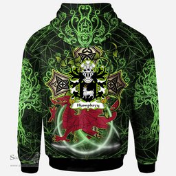 ScotsTee Shop Welsh Humphrey AP JOHN AB IEUAN Montgomeryshire Coat of Arms Family Crest Wales Hoodie Wales Dragon with Celtic Cross Hoodie