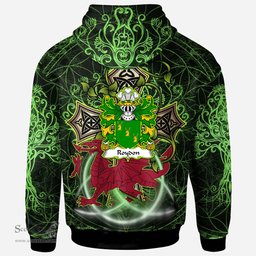 ScotsTee Shop Welsh Roydon of Is Coed Denbighshire Coat of Arms Family Crest Wales Hoodie Wales Dragon with Celtic Cross Hoodie