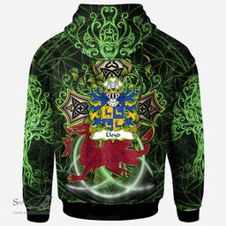 ScotsTee Shop Welsh Lloyd of Foxhal Henllan Denbighshire Coat of Arms Family Crest Wales Hoodie Wales Dragon with Celtic Cross Hoodie