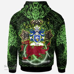 ScotsTee Shop Welsh Ynyr AP CADFARCH Coat of Arms Family Crest Wales Hoodie Wales Dragon with Celtic Cross Hoodie
