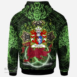 ScotsTee Shop Welsh Winston of Trewyn Monmouthshire Coat of Arms Family Crest Wales Hoodie Wales Dragon with Celtic Cross Hoodie
