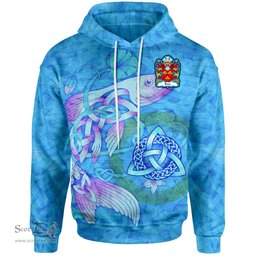 ScotsTee Shop Welsh Boxe or Coxe South Wales Coat of Arms Family Crest Wales Hoodie Celtic Fish With Triquetra Hoodie