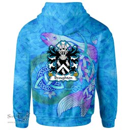 ScotsTee Shop Welsh Broughton of Broughton Bishops Castle Coat of Arms Family Crest Wales Hoodie Celtic Fish With Triquetra Hoodie