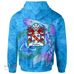 ScotsTee Shop Welsh Boulton of Pembrokeshire Coat of Arms Family Crest Wales Hoodie Celtic Fish With Triquetra Hoodie