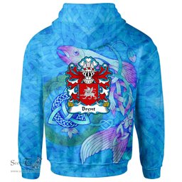 ScotsTee Shop Welsh Brent of Pembrokeshire Coat of Arms Family Crest Wales Hoodie Celtic Fish With Triquetra Hoodie