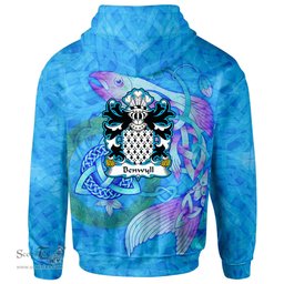 ScotsTee Shop Welsh Benwyll or Benweill Coat of Arms Family Crest Wales Hoodie Celtic Fish With Triquetra Hoodie