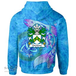 ScotsTee Shop Welsh Cherleton or Charlton Lords of Powys Coat of Arms Family Crest Wales Hoodie Celtic Fish With Triquetra Hoodie