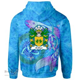 ScotsTee Shop Welsh Arthur I ab uthr pendragon King Arthur Coat of Arms Family Crest Wales Hoodie Celtic Fish With Triquetra Hoodie