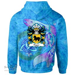 ScotsTee Shop Welsh Hagar Sir David lord of the Hygar Coat of Arms Family Crest Wales Hoodie Celtic Fish With Triquetra Hoodie