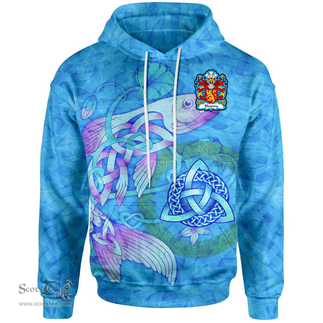 ScotsTee Shop Welsh Blayney Elystan Glodrydd Coat of Arms Family Crest Wales Hoodie Celtic Fish With Triquetra Hoodie