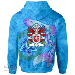 ScotsTee Shop Welsh Grey or Gray lords of Powys Coat of Arms Family Crest Wales Hoodie Celtic Fish With Triquetra Hoodie