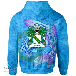 ScotsTee Shop Welsh Hooton lord of Hooton Cheshire Coat of Arms Family Crest Wales Hoodie Celtic Fish With Triquetra Hoodie
