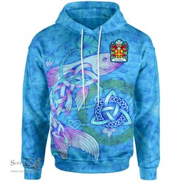 ScotsTee Shop Welsh Crevequer or Crevecoeur Flint Coat of Arms Family Crest Wales Hoodie Celtic Fish With Triquetra Hoodie