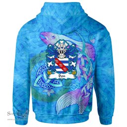 ScotsTee Shop Welsh Don or Donne of Utkington Cheshire Coat of Arms Family Crest Wales Hoodie Celtic Fish With Triquetra Hoodie