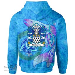 ScotsTee Shop Welsh Fitzharry of Wales Coat of Arms Family Crest Wales Hoodie Celtic Fish With Triquetra Hoodie