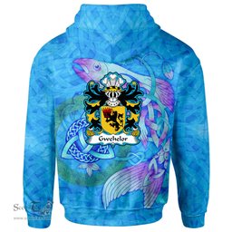 ScotsTee Shop Welsh Gwehelor lord of Llantrisaint Monmouthshire Coat of Arms Family Crest Wales Hoodie Celtic Fish With Triquetra Hoodie