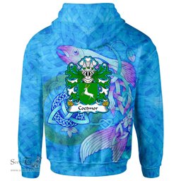 ScotsTee Shop Welsh Coetmor of Llanllechid Caernarfonshire Coat of Arms Family Crest Wales Hoodie Celtic Fish With Triquetra Hoodie