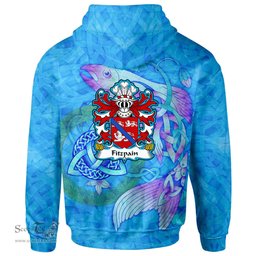 ScotsTee Shop Welsh Fitzpain of Llanfair Monmouthshire Coat of Arms Family Crest Wales Hoodie Celtic Fish With Triquetra Hoodie