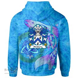 ScotsTee Shop Welsh Henbury of Denbighshire Coat of Arms Family Crest Wales Hoodie Celtic Fish With Triquetra Hoodie