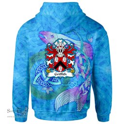 ScotsTee Shop Welsh Griffith of Penrhyn descended from Gwilym Coat of Arms Family Crest Wales Hoodie Celtic Fish With Triquetra Hoodie