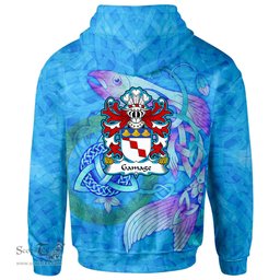 ScotsTee Shop Welsh Gamage lords of Llanfihangel Monmouthshire Coat of Arms Family Crest Wales Hoodie Celtic Fish With Triquetra Hoodie