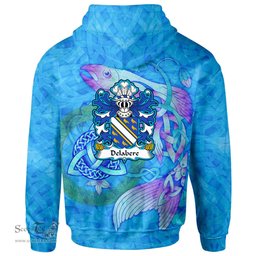ScotsTee Shop Welsh Delabere of Kinnersley and Tibberton Herefordshire Coat of Arms Family Crest Wales Hoodie Celtic Fish With Triquetra Hoodie