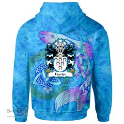 ScotsTee Shop Welsh Farrier of Carmarthenshire Coat of Arms Family Crest Wales Hoodie Celtic Fish With Triquetra Hoodie