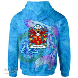 ScotsTee Shop Welsh Granville Richard de Founder of Neath Abbey Coat of Arms Family Crest Wales Hoodie Celtic Fish With Triquetra Hoodie
