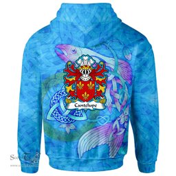 ScotsTee Shop Welsh Cantelupe Lord of Abergavenny Coat of Arms Family Crest Wales Hoodie Celtic Fish With Triquetra Hoodie