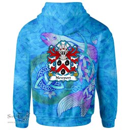 ScotsTee Shop Welsh Newport Sir Richard Shropshire Knighted 1560 Coat of Arms Family Crest Wales Hoodie Celtic Fish With Triquetra Hoodie