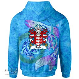 ScotsTee Shop Welsh Roche of Pembrokeshire Coat of Arms Family Crest Wales Hoodie Celtic Fish With Triquetra Hoodie