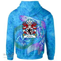 ScotsTee Shop Welsh Scriven of Frodesley Shropshire Coat of Arms Family Crest Wales Hoodie Celtic Fish With Triquetra Hoodie