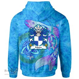 ScotsTee Shop Welsh Moore lords of Crick Monmouthshire Coat of Arms Family Crest Wales Hoodie Celtic Fish With Triquetra Hoodie